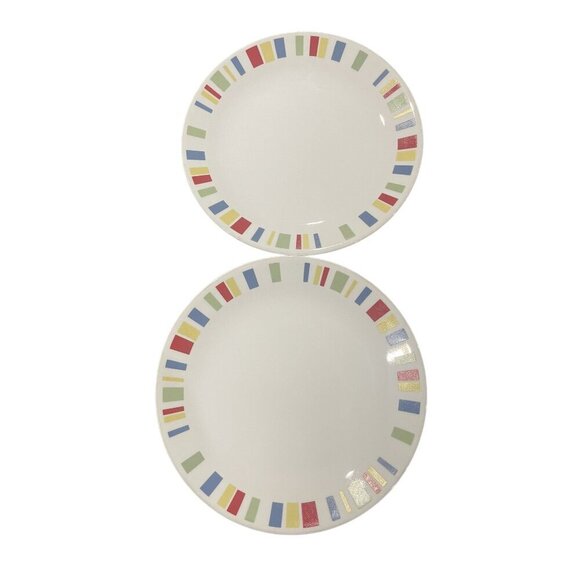 Corelle Vitrelle Break & Chip Resistant Plates Made In USA 10 inch Set Of 2 - Picture 1 of 4